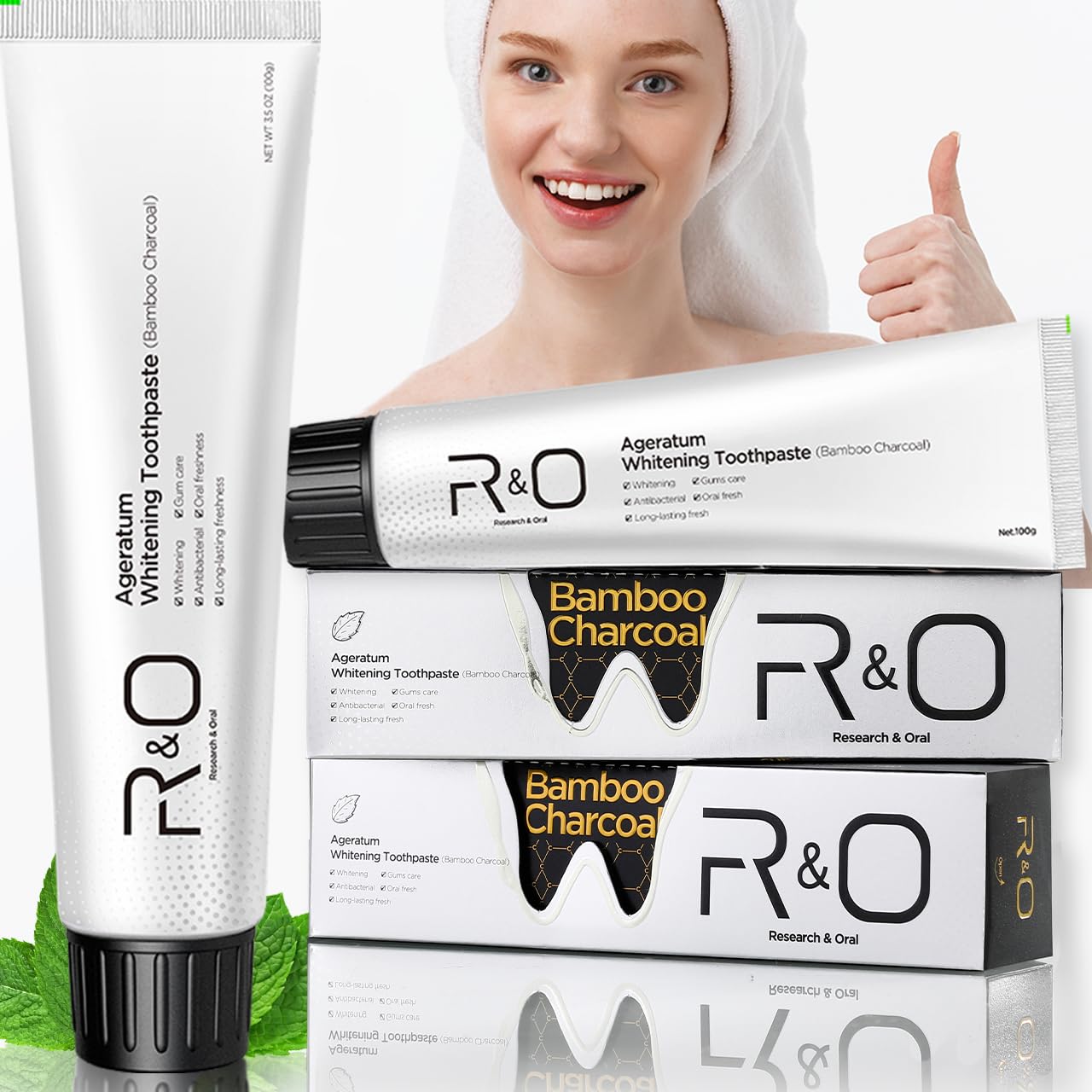 R&O Ageratum Whitening Toothpaste with Bamboo Charcoal – 3.53 oz (2 Tubes)