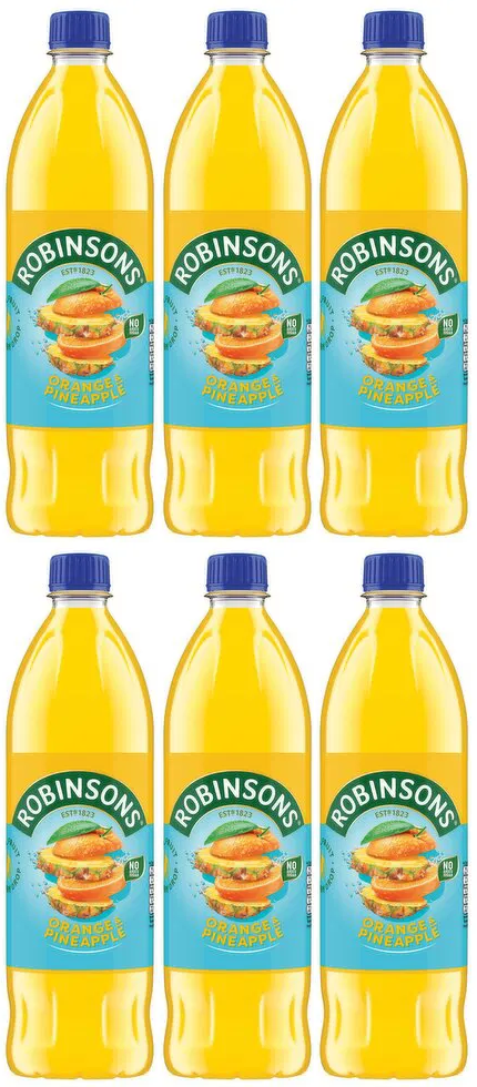 6 x Robinsons Orange & Pineapple 1L Sugar Free