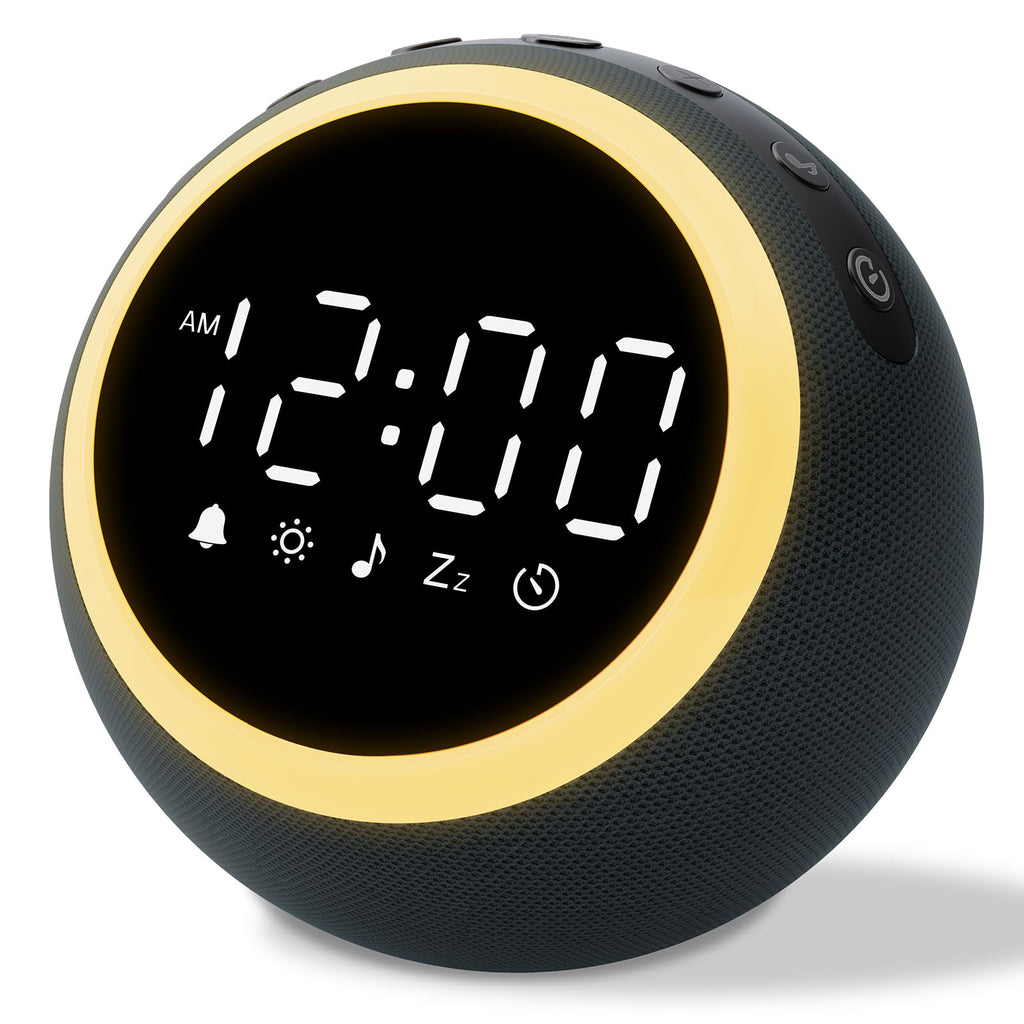 Rohent Alarm Clock with White Noise – 30 Sounds, 10 Wake-Up Tones, 32 Volume, Memory (Black)