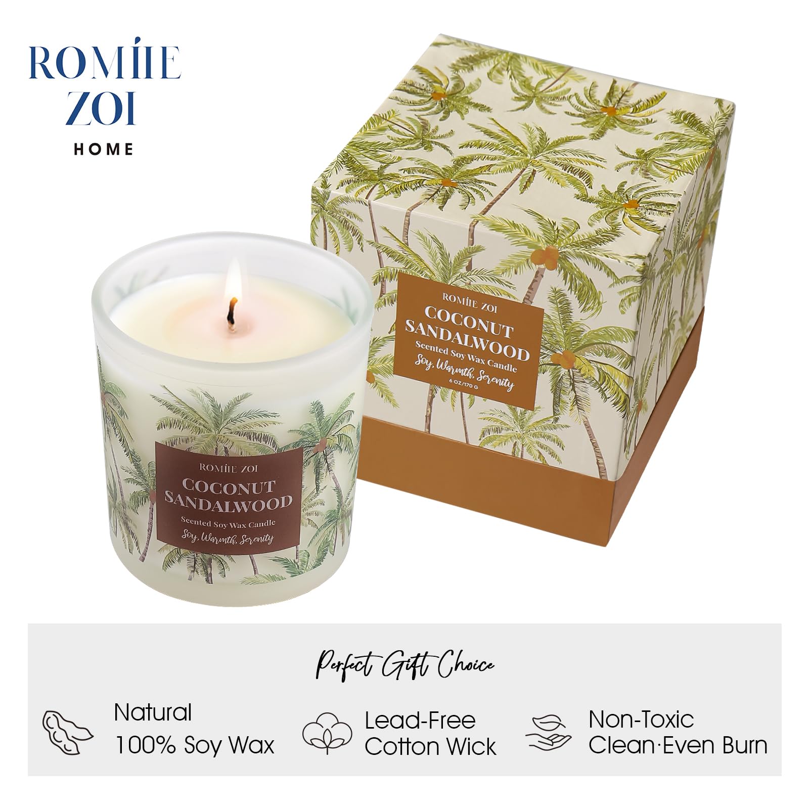 ROMIIE ZOI Coconut & Sandalwood 6oz Soy Candle - Home Fragrance