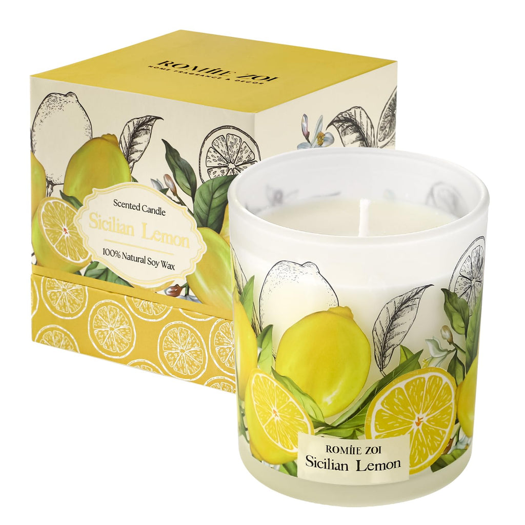 ROMIIE ZOI Scented Candle – Sicilian Lemon, 6oz Soy Wax Jar | Aromatherapy Home Gift
