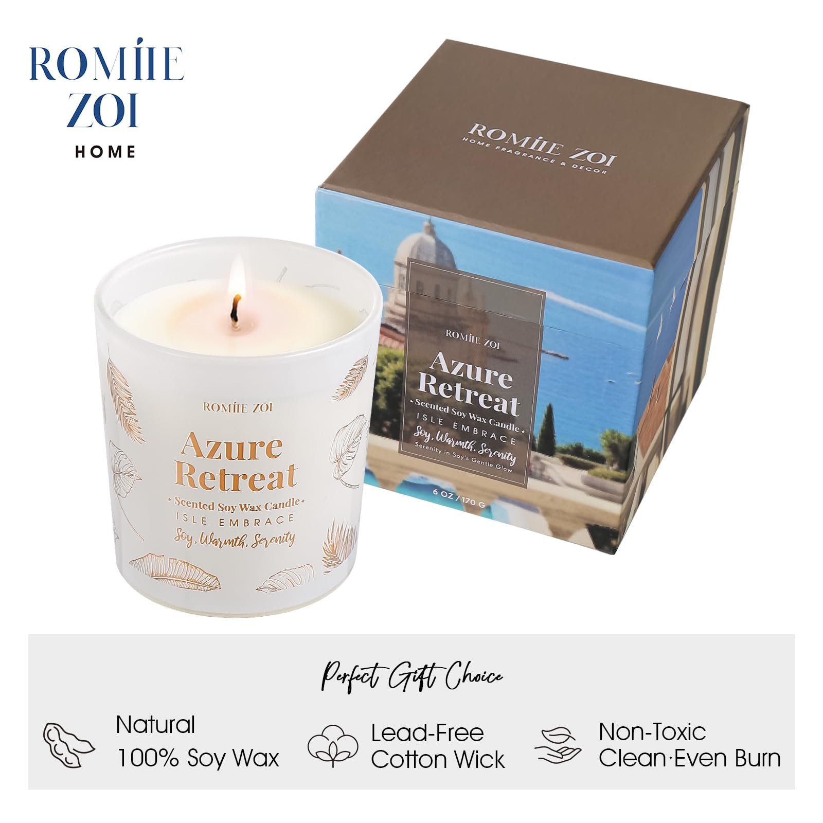 ROMIIE ZOI Tidal Treasure Scented Candle – Ocean Whisper | 6oz Soy Wax