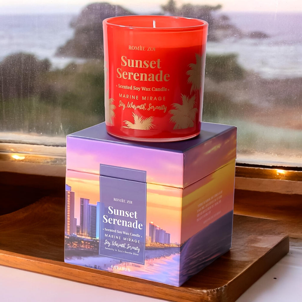 ROMIIE ZOI Marine Mirage Scented Candle - Sunset Serenade (6oz) Soy Wax