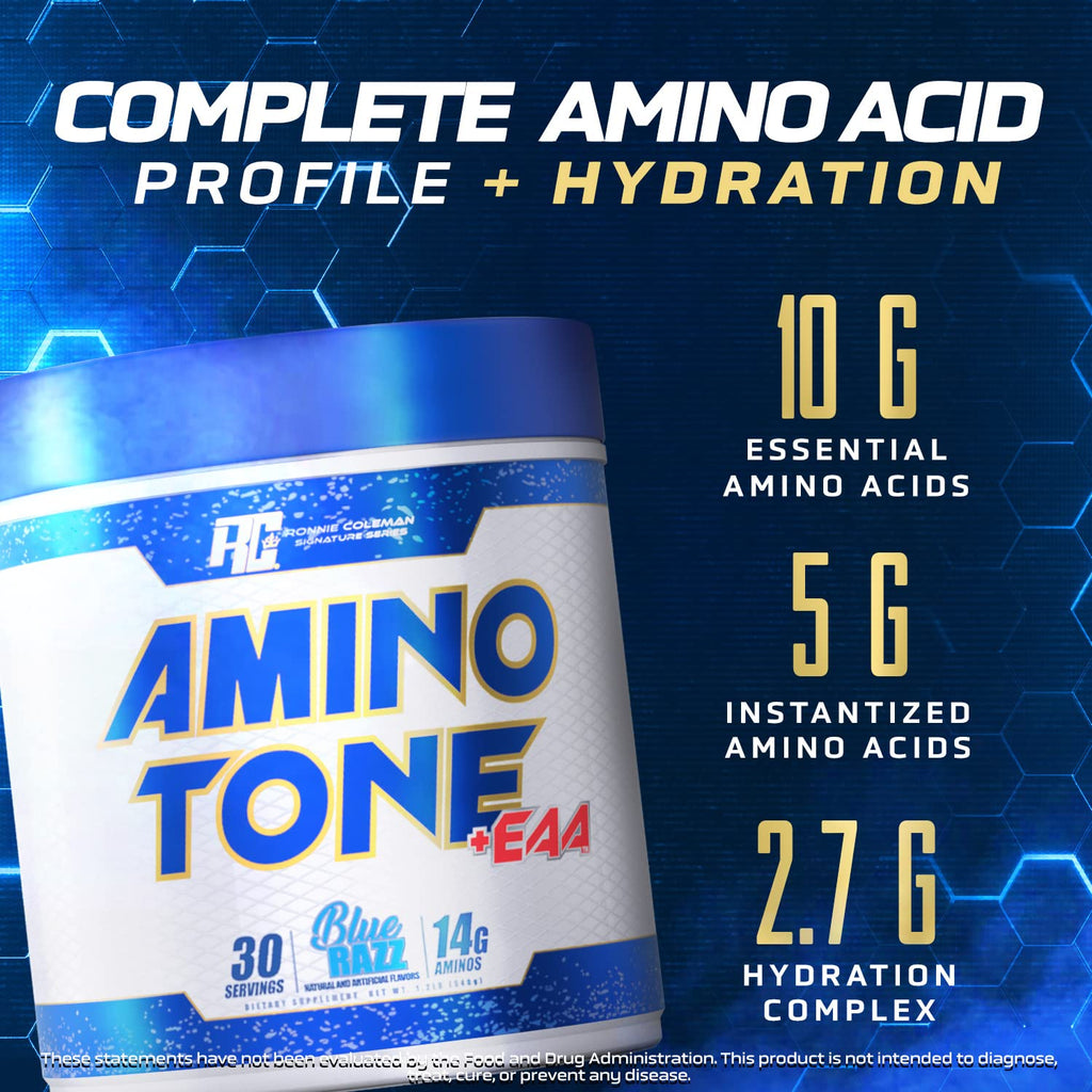 Ronnie Coleman Amino-Tone EAAs – Hydration, BCAAs & Recovery, Lemonade, 30 Servings
