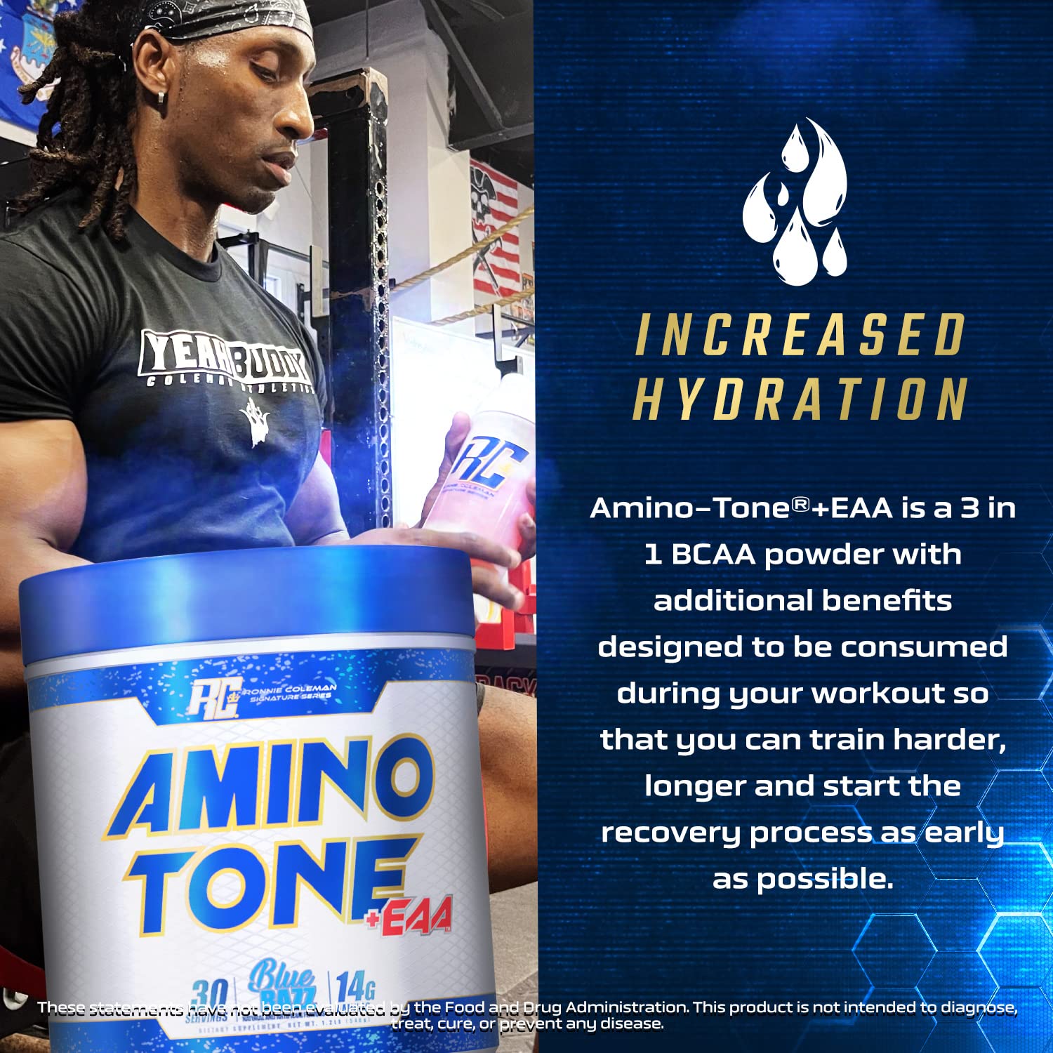 Ronnie Coleman Amino-Tone EAAs – Hydration, BCAAs & Recovery, Lemonade, 30 Servings
