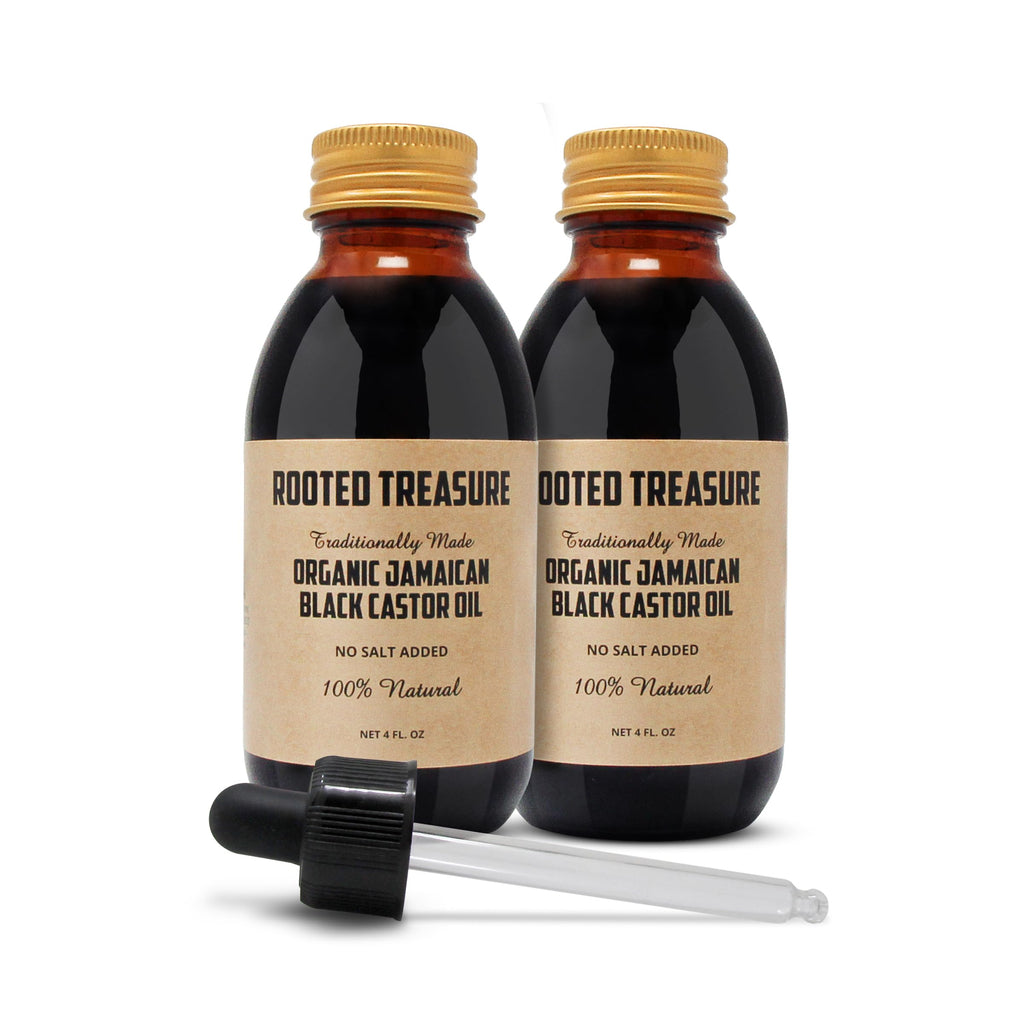 Rooted Treasure Organic Jamaican Black Castor Oil – 2x4oz | Natural Hair, Eyebrow & Beard Growth