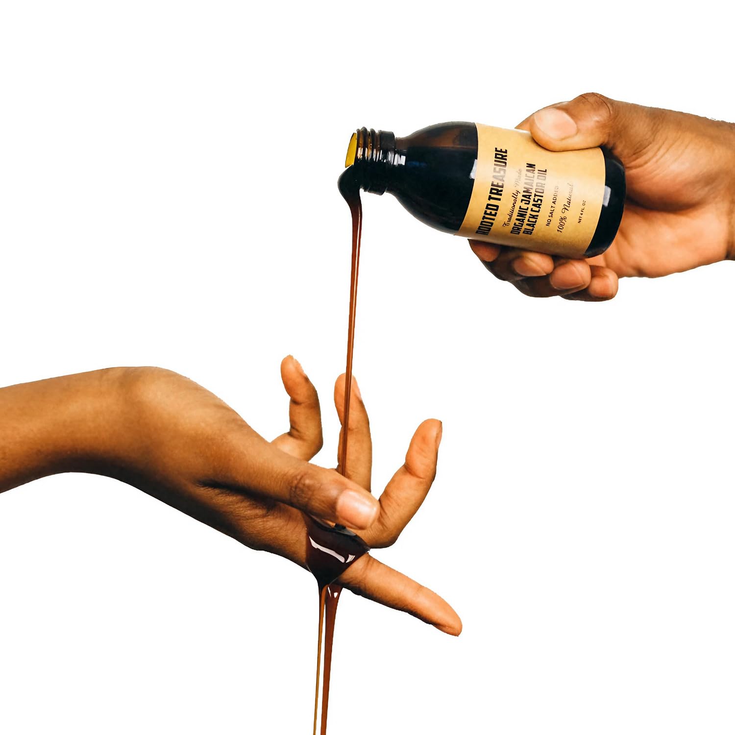 Rooted Treasure Organic Pure Jamaican Black Castor Oil 4oz: 100% Natural For Hair, Eyebrow and Beard Growth - No Salt or Preservatives Added