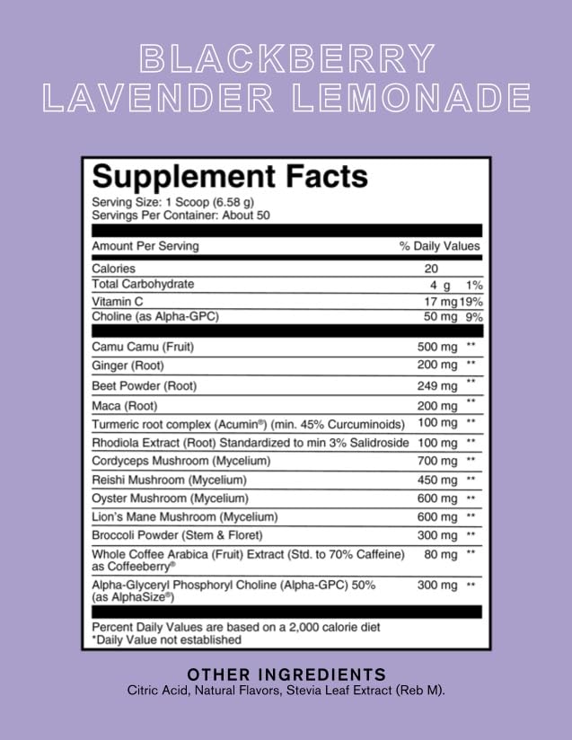 Silver Star Nutrition Roots Focus Nootropic Brain Supplement – BlackBerry Lavender Lemonade | 50 Servings