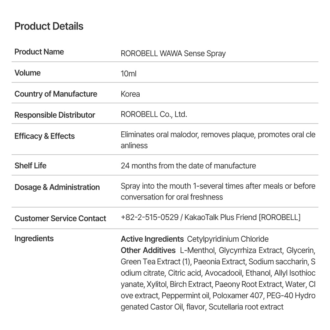 ROROBELL Wawa Sense Spray Oral Care – Fights Bad Breath (1/3 Fl Oz)