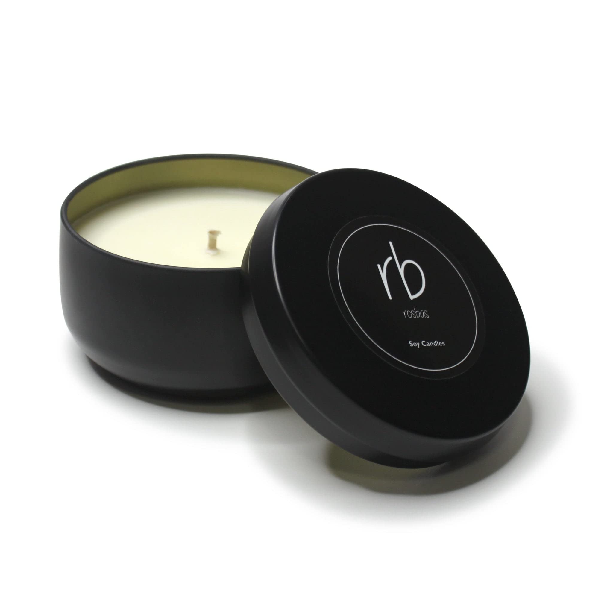 Rosbas Palo Santo Candle | Natural Soy Wax, 6 oz, Black Tin, Handmade in USA