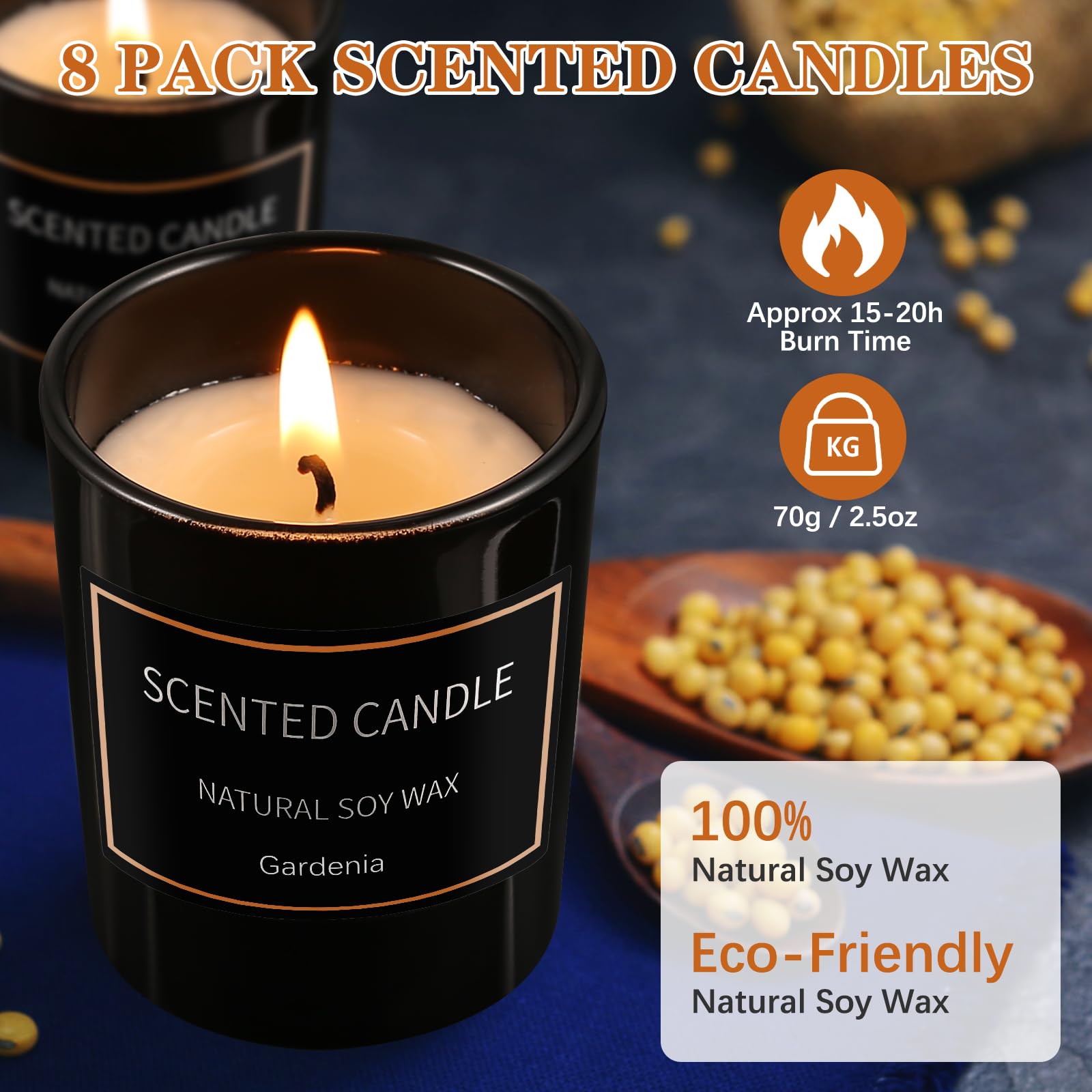8 Pack Soy Wax Candles Gift Set – Aromatherapy Jar Candles (3.5oz)
