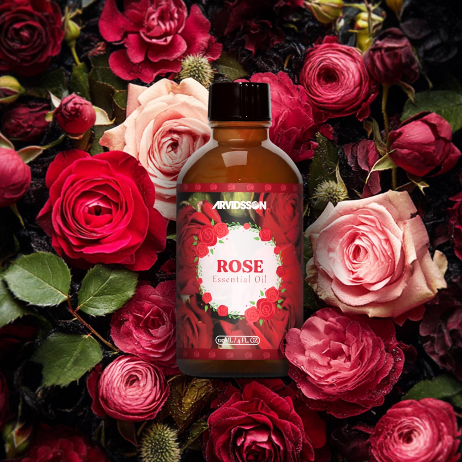 Rose Essential Oil 4 Oz (120ml) - Pure & Natural Fragrance for Diffusers, Aromatherapy, Massage