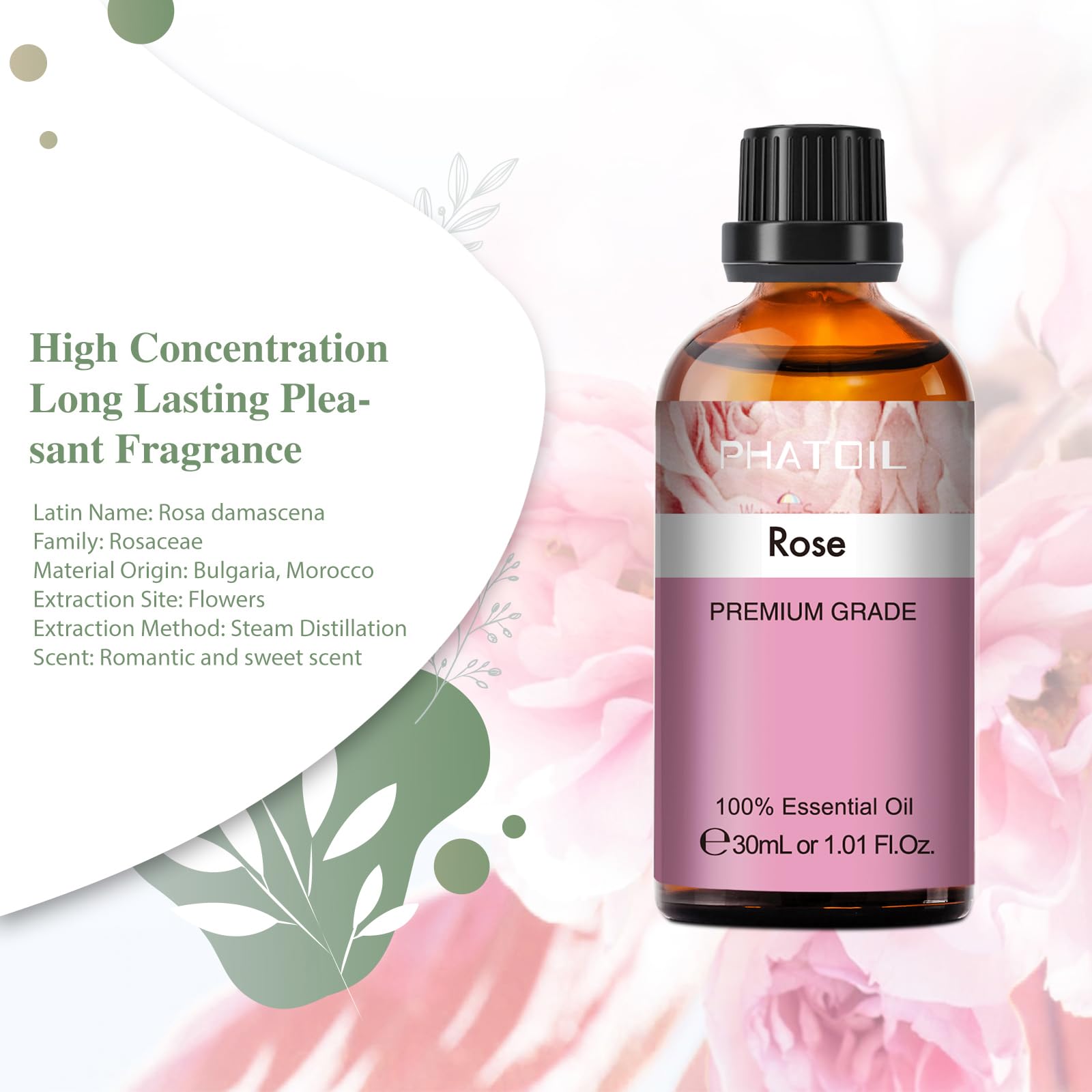 Rose Essential Oil 30ml | PHATOIL Pure Essential Oil for Diffusers & DIY