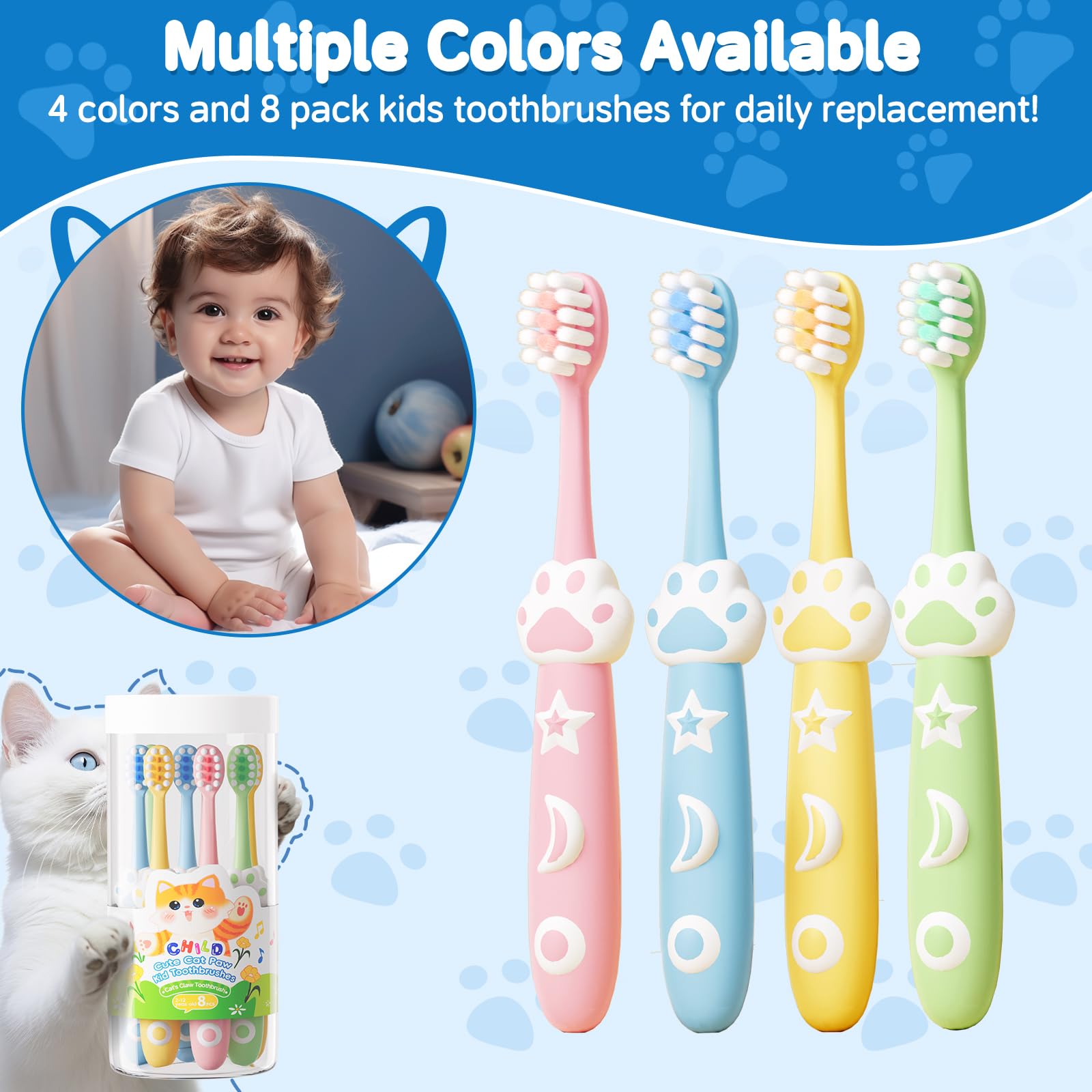 RoseFish 8 Pack Kids Toothbrushes - Extra Soft for Ages 2-8