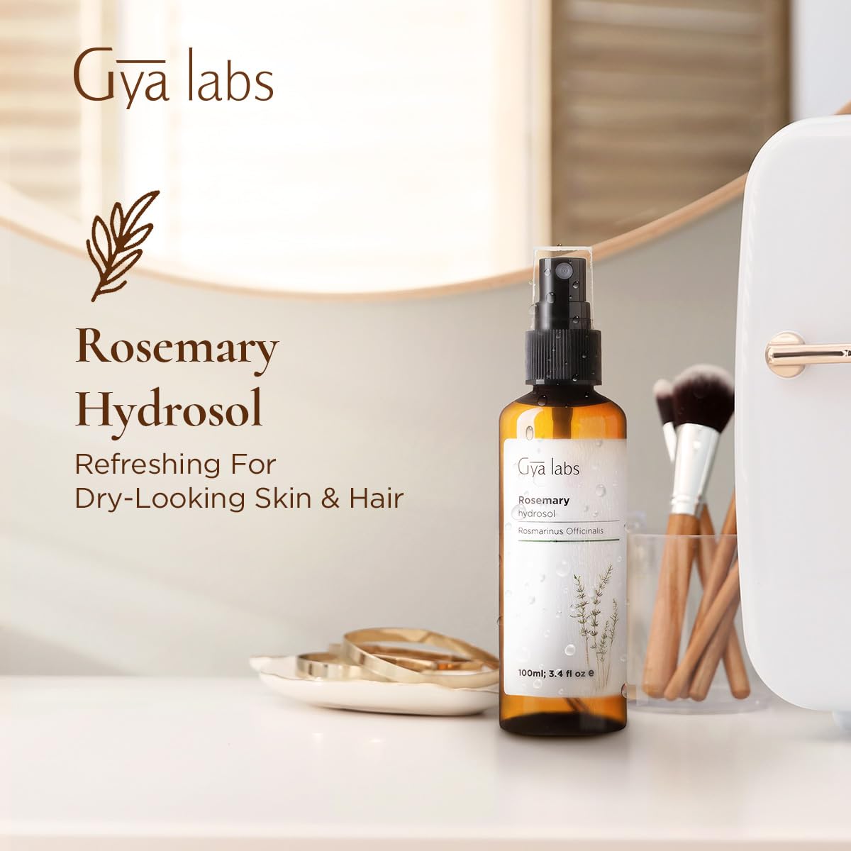 Gya Labs Rosemary Hydrosol - 3.4 Fl Oz | Face & Hair Mist