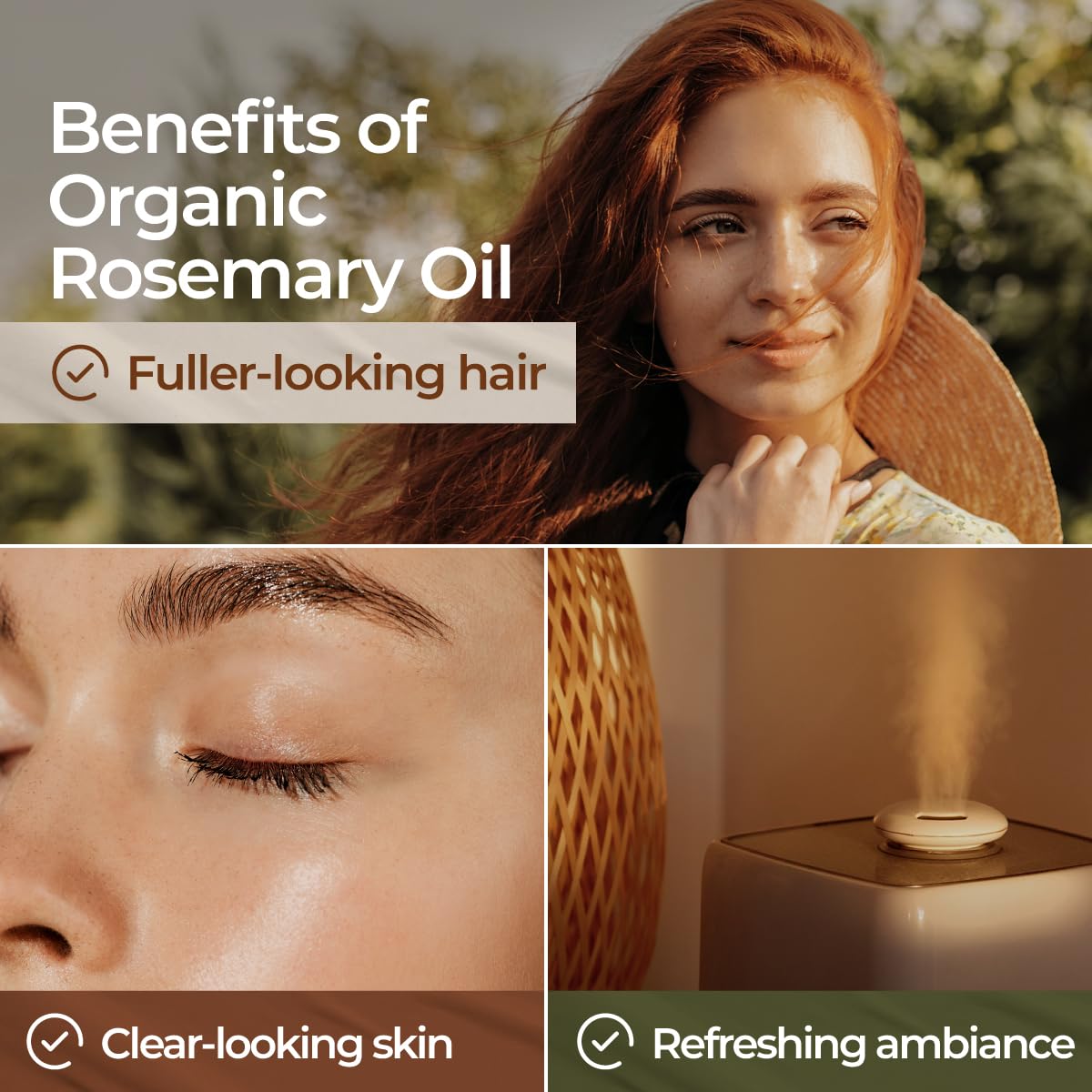 Gya Labs Organic Rosemary Essential Oil 0.34 Fl Oz - Hair, Skin, Diffuser