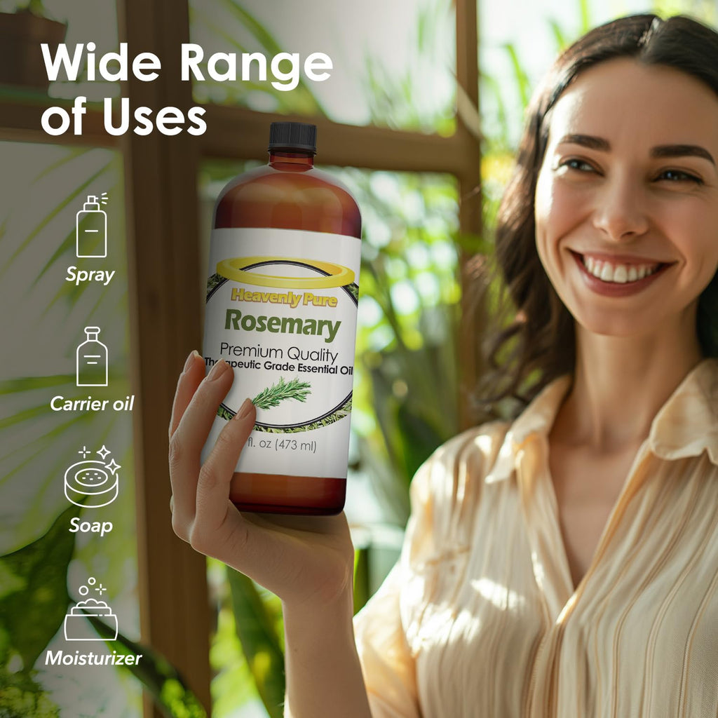 Heavenly Pure Rosemary Essential Oil 16 oz – Diffuser, Hair & Body Care