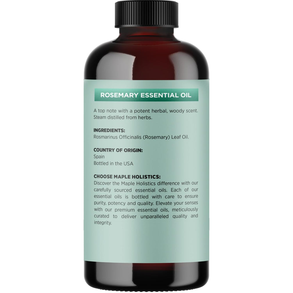 Pure Rosemary Essential Oil 8oz Bulk - Undiluted Rosemary Oil for Hair, Skin, Nails & Aromatherapy
