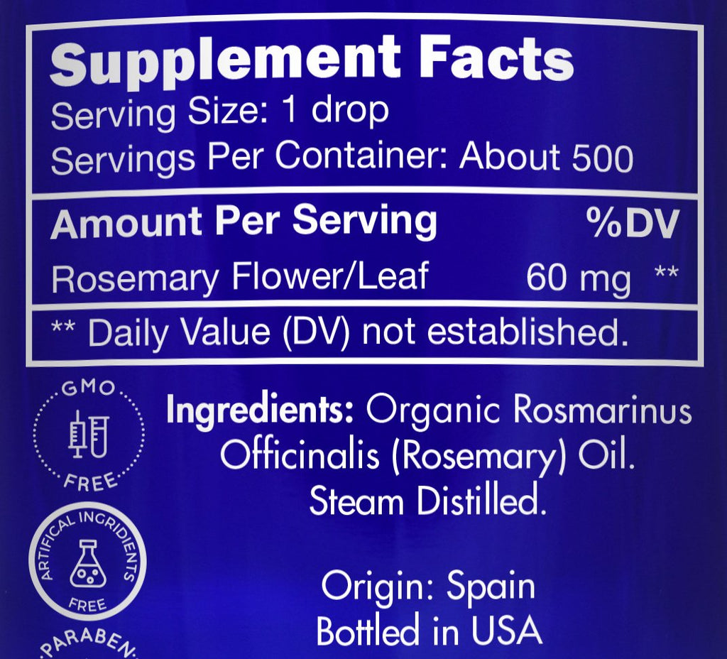 Organic Rosemary Oil – 100% Pure, Food Grade, Edible for Hair Growth | Zongle Therapeutics, 1 OZ