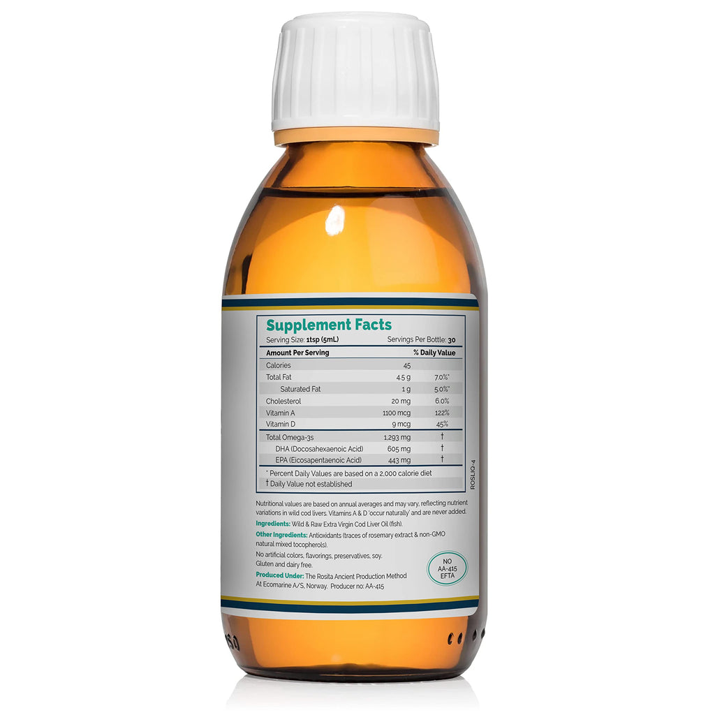 Rosita Extra Virgin Cod Liver Oil Liquid – Pure, Unprocessed, Sustainable Nordic Oil