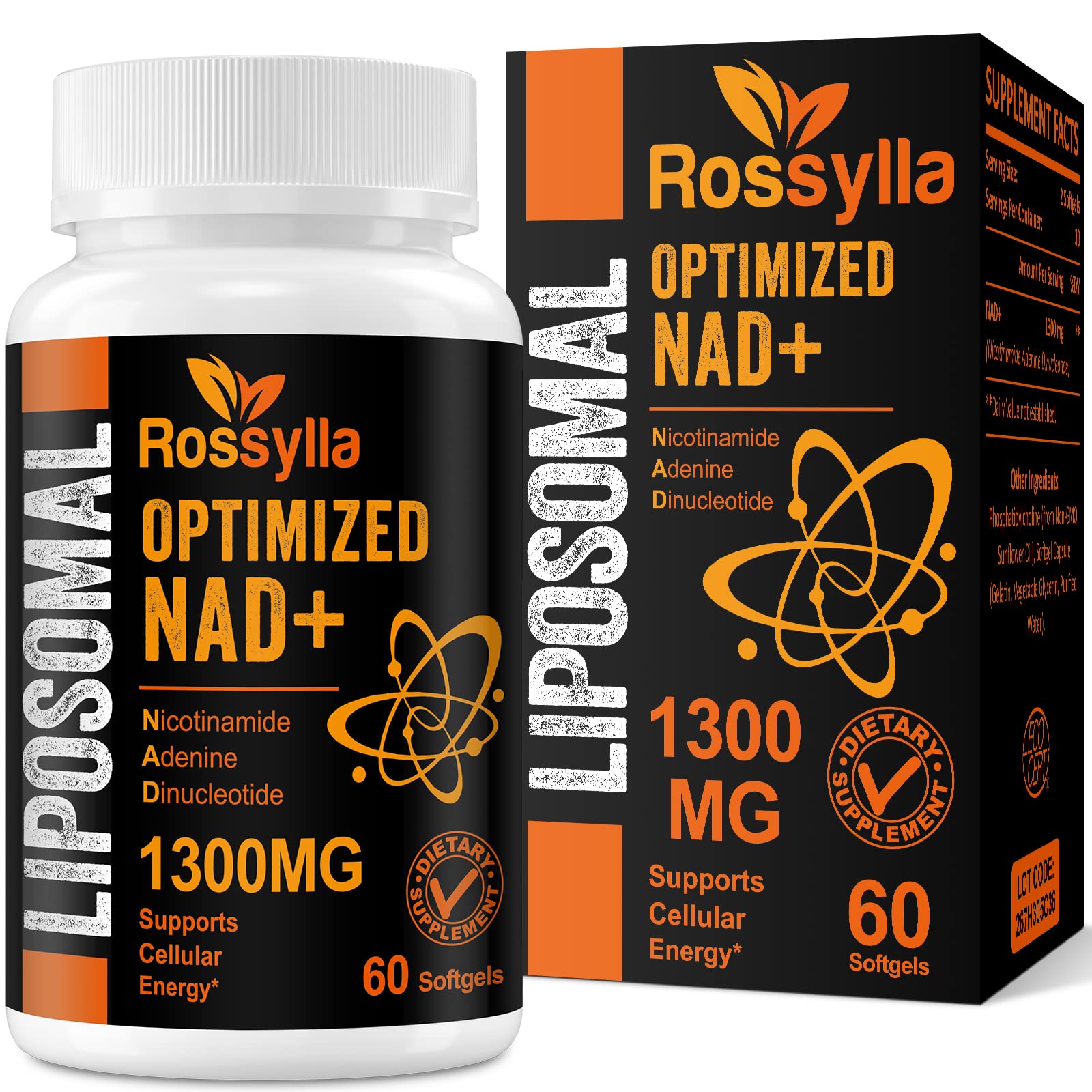 Rossylla 1300 mg Liposomal NAD+ Supplement | Highest Absorption | 120 Count