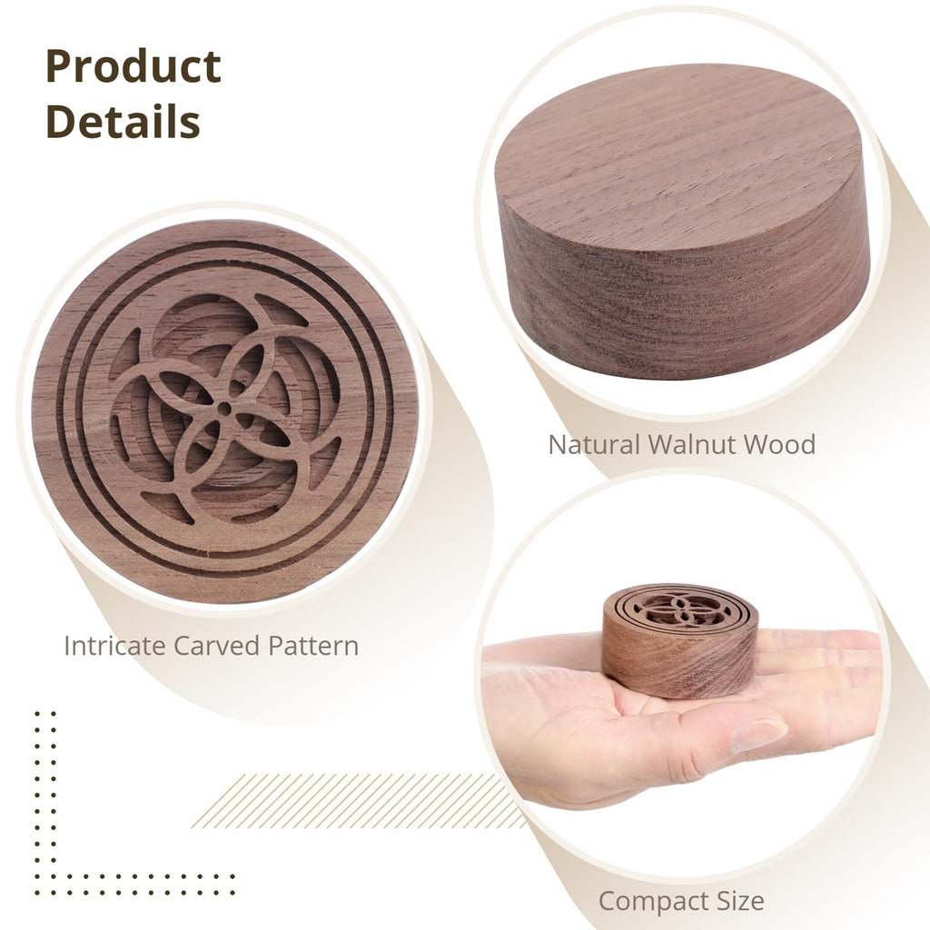 2 Pcs Walnut Wood Essential Oil Diffuser – Round Aromatherapy Diffuser