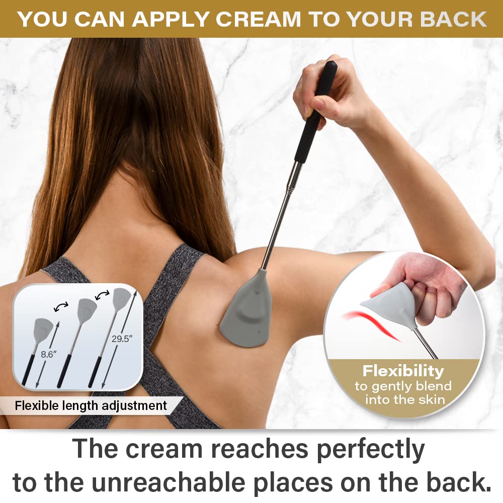 ROUNDS Cream Applicator Back Telescopic Stick – Easy Reach for Lotion, Ointment & Sunscreen