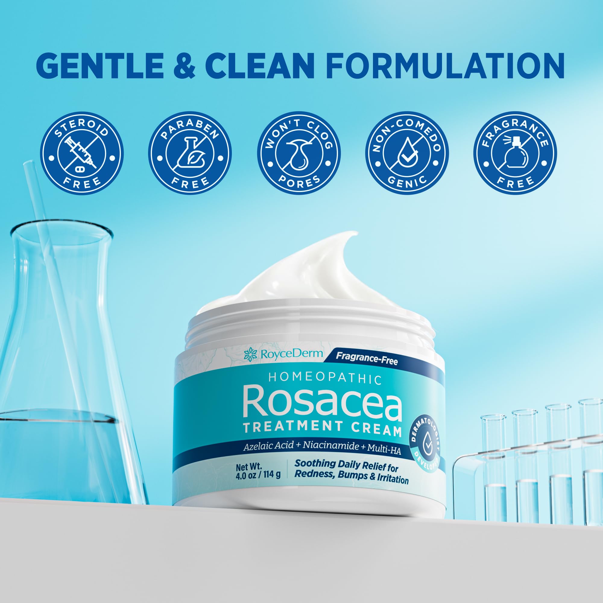 Roycederm Rosacea Treatment with Azelaic Acid – Redness Relief & Corrector for Sensitive Skin