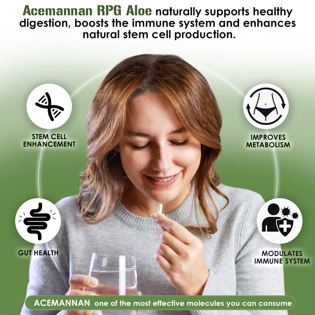 RPG Acemannan Aloe Vera Capsules - Immune & Gut Support | 60 x 250 mg
