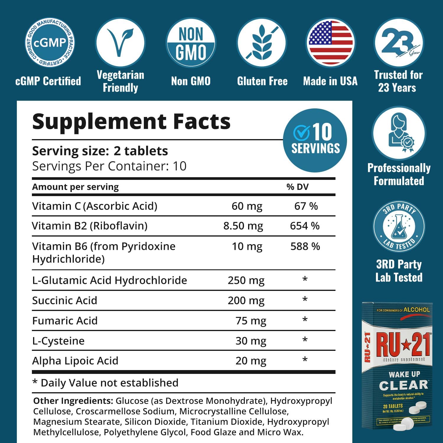 RU-21 Night-After Recovery Supplement | Feel Better Next Day & Liver Support | Made in USA