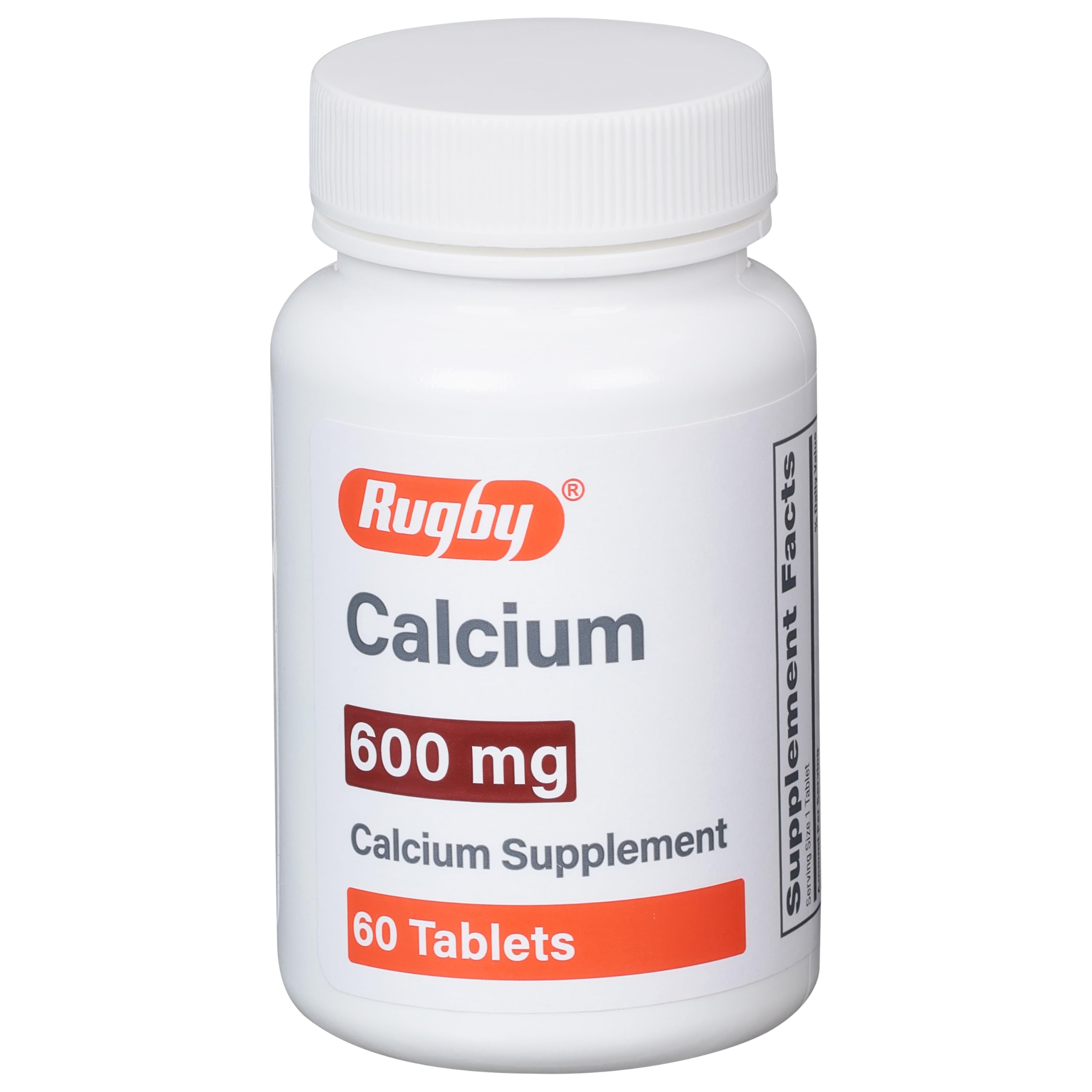 Rugby 600 mg Calcium Tablets - Calcium Supplement - 60 Count (1 Pack)