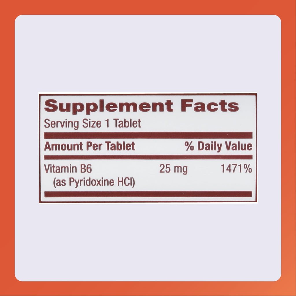 Rugby Vitamin B-6 Tablets 25mg – Dietary Supplement, 100 Count (1 Pack)