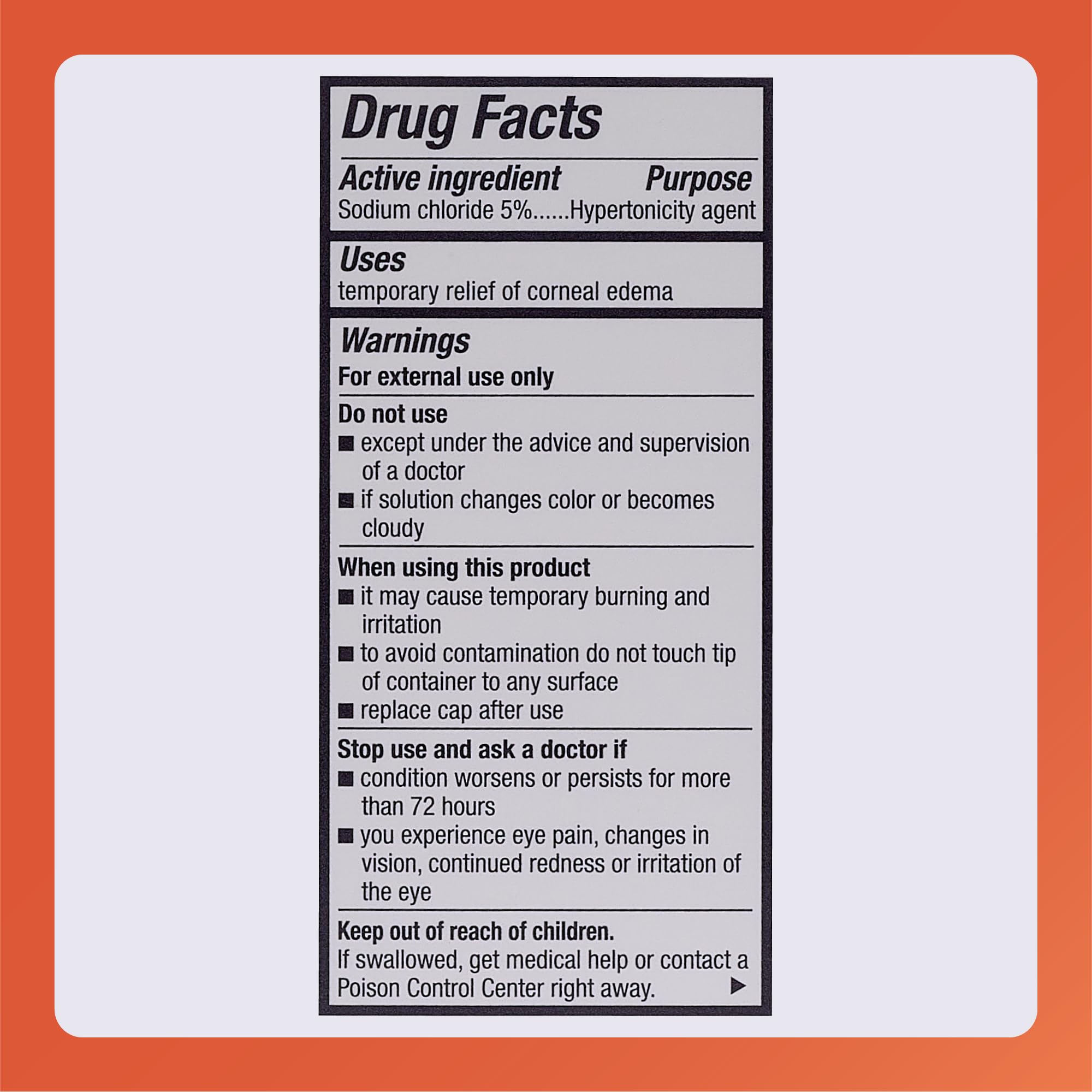 Rugby Laboratories Sodium Chloride 5% Hypertonicity Ophthalmic Drops – Alcohol-Free, 0.5 fl oz