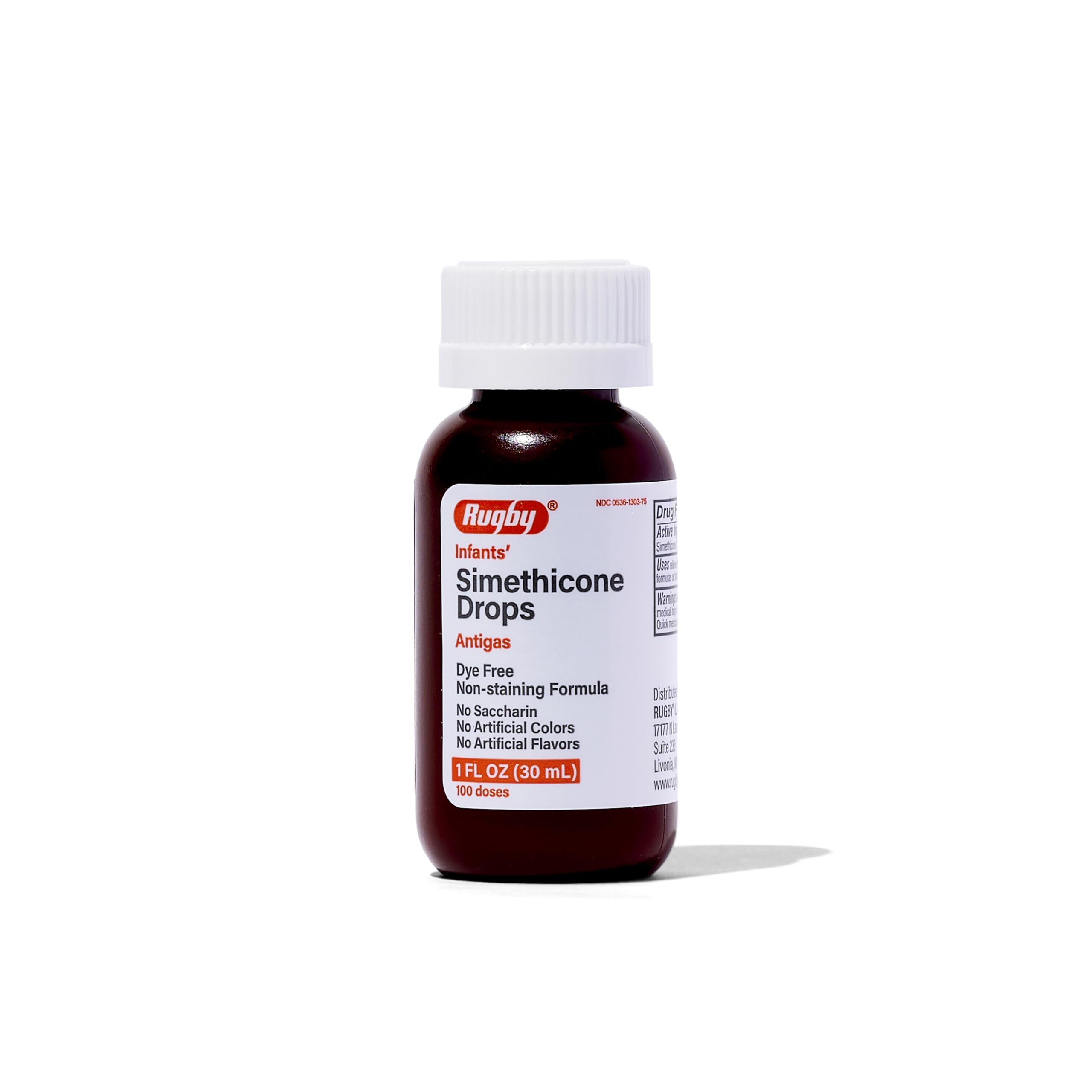 Rugby Dye-Free Infants' Gas Drops - Simethicone 20 mg | Safe Gas Relief for Babies & Kids - 1 oz