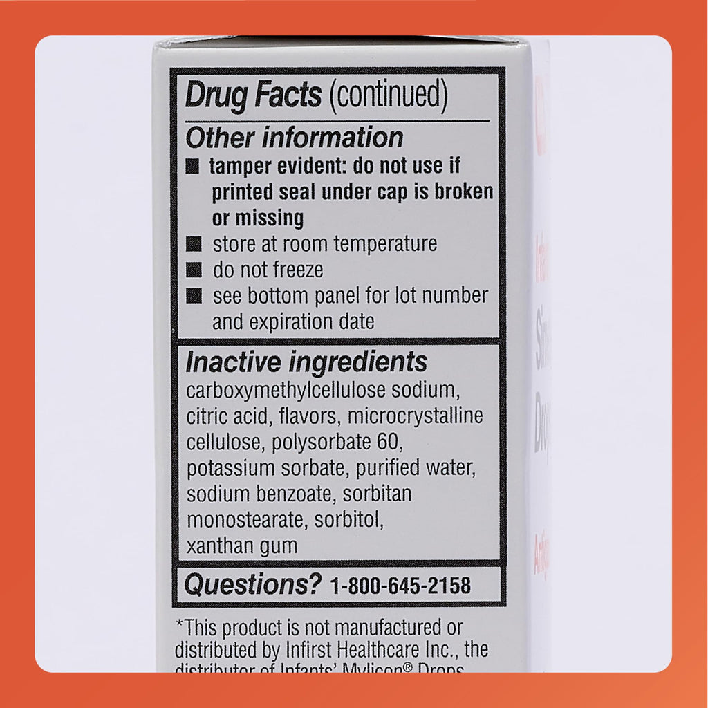 Rugby Dye-Free Infants' Gas Drops - Simethicone 20 mg | Safe Gas Relief for Babies & Kids - 1 oz