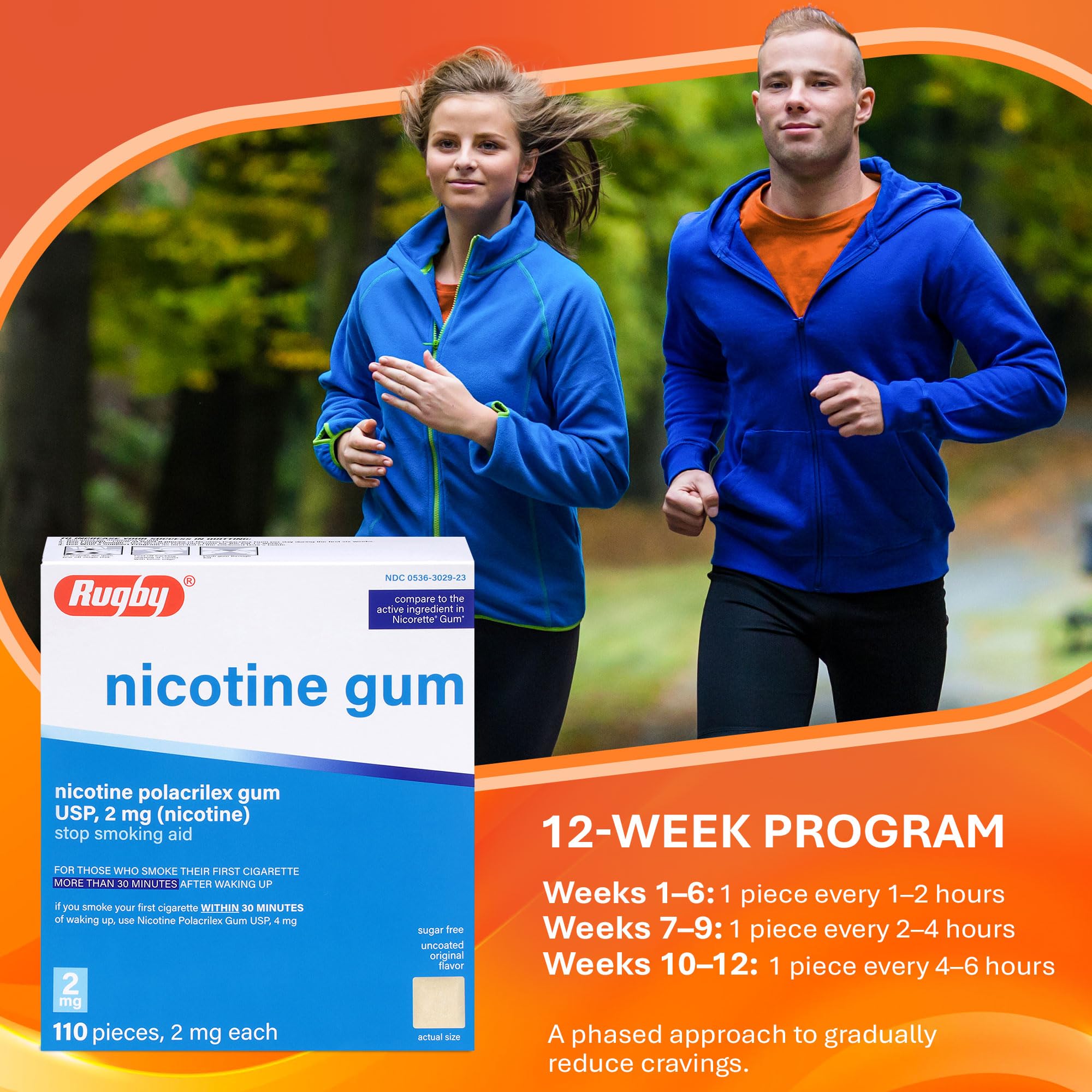 Rugby Polacrilex 2mg Nicotine Gum – Original Flavor, Sugar-Free, 110 Count (4-Pack)