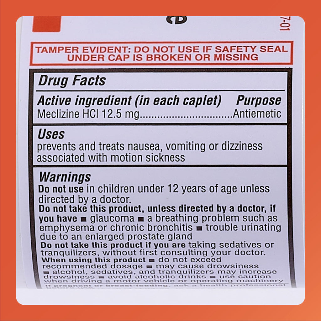 Rugby Meclizine 12.5 mg Caplets - Motion Sickness Relief, 100 Count | Rugby Laboratories