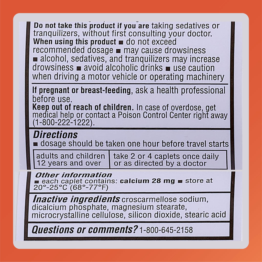 Rugby Meclizine 12.5 mg Caplets - Motion Sickness Relief, 100 Count | Rugby Laboratories