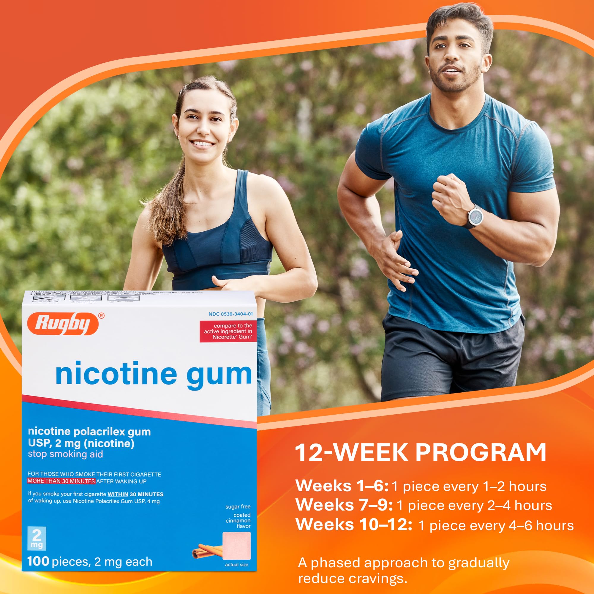 Rugby Polacrilex 2mg Nicotine Gum – Cinnamon Flavor, Sugar-Free (100 Count, 4 Pack)