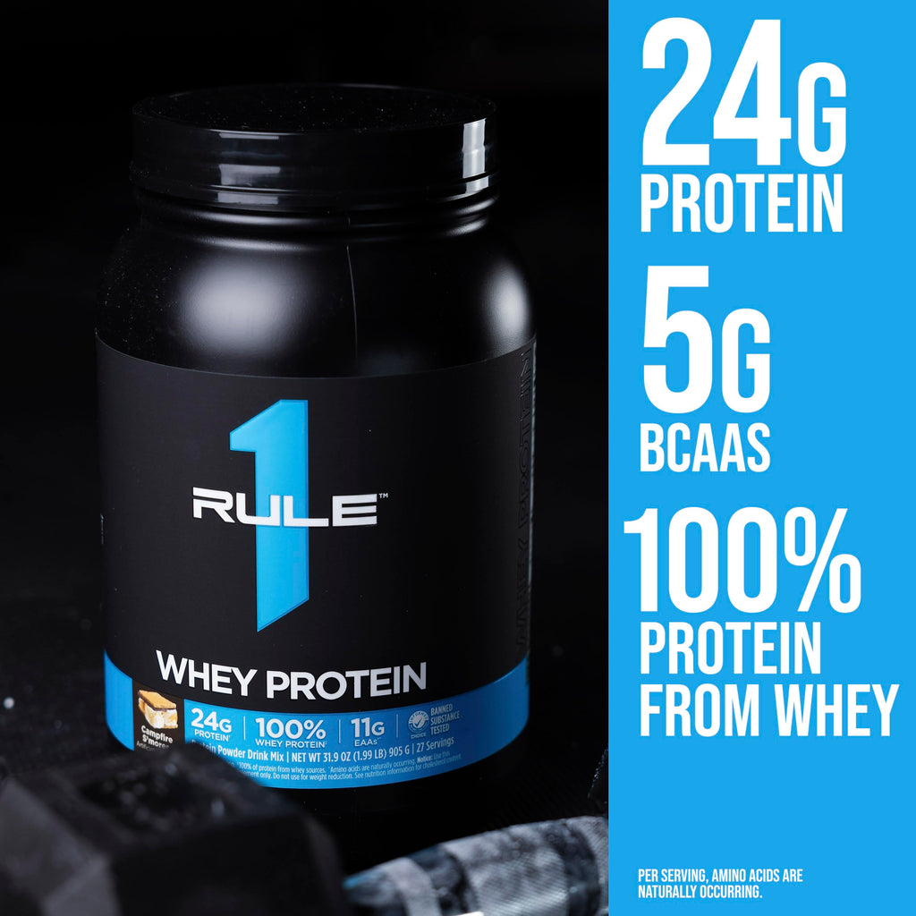 Rule 1 Whey Protein – 24g Fast-Acting Protein from All-Whey Sources with Naturally Occurring EAAs & BCAAs (10 lb Vanilla Ice Cream)