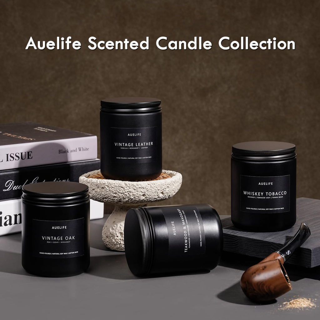 Rum & Oak Candle - Masculine Soy Candle in Black Jar (7oz)