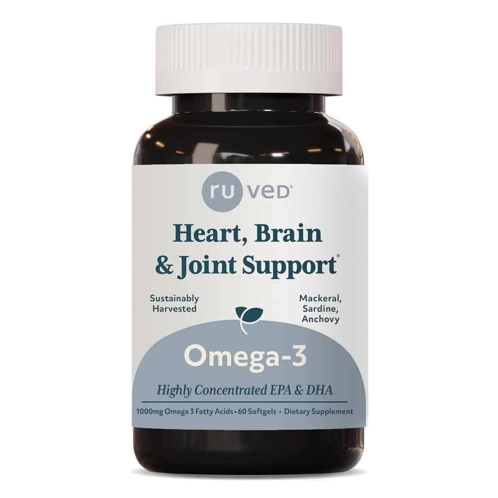 Ruved Omega-3 Fish Oil 1000mg | EPA & DHA | Heart, Brain & Joint Support | 60 Softgels