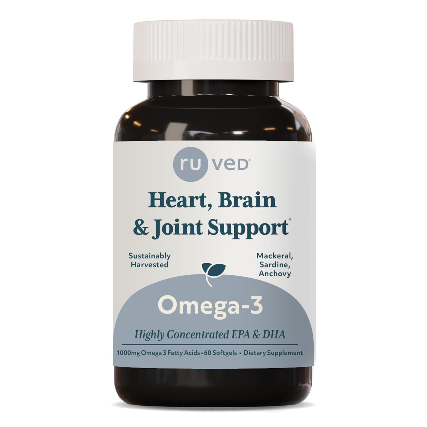 Ruved Omega-3 Fish Oil 1000mg | EPA & DHA | Heart, Brain & Joint Support | 60 Softgels