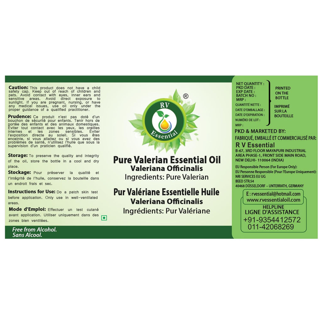 R V Essential Pure Valerian Essential Oil 5ml | Valeriana Officinalis, 100% Pure & Natural Therapeutic Grade