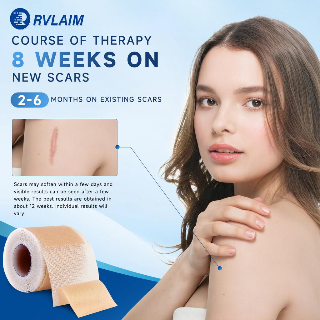 Rvlaim Silicone Scar Sheets & Tape – 3M Roll (1.6” x 120”), Surgical Scar & Stretch Mark Care