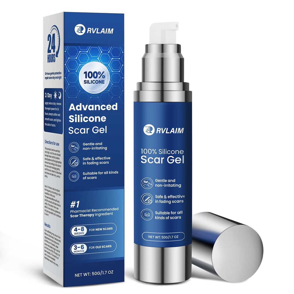 Rvlaim 100% Silicone Scar Gel | Advanced Scar Cream for Surgical, Burn, Acne Scars | 1.7 oz / 50 ml