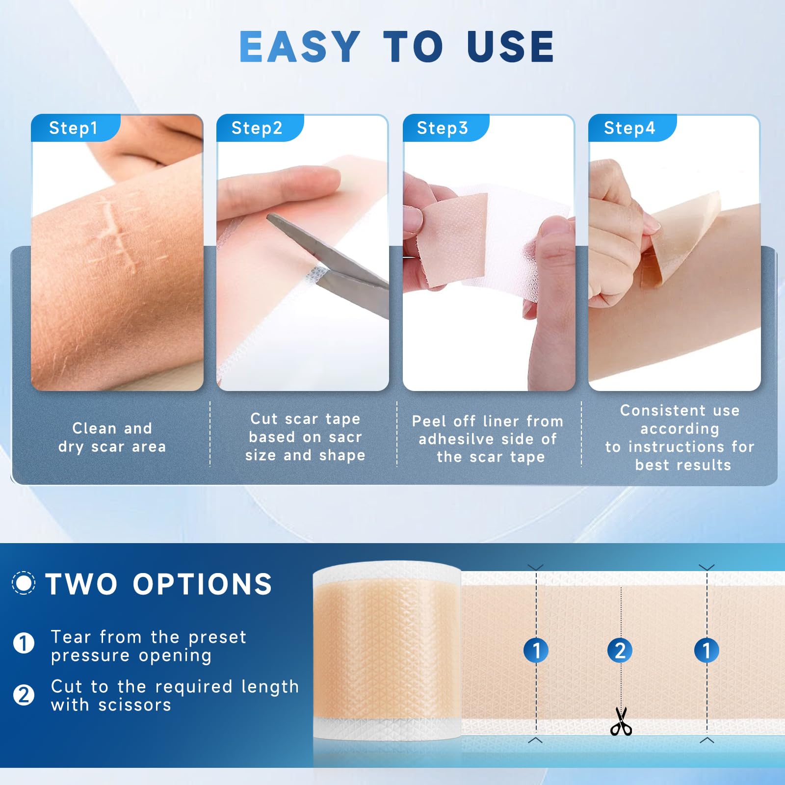 Rvlaim Silicone Scar Sheets – 1.8” x 157” Roll for Surgical Scars, Keloids, Stretch Marks