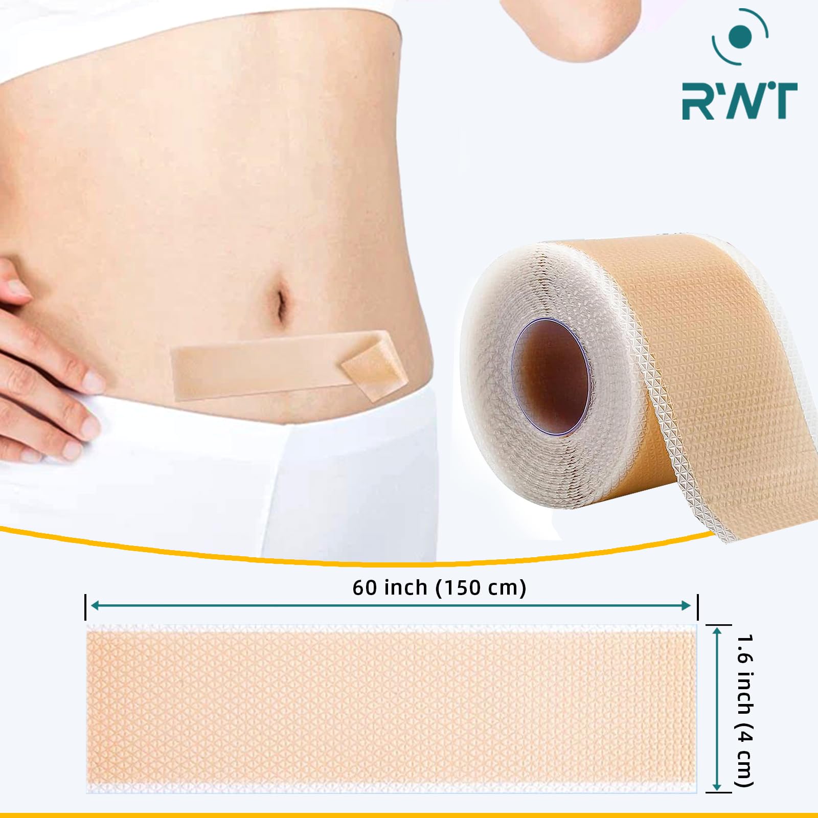 RWT Silicone Scar Sheets – 60 inch x 1.6 inch Roll for Surgical Scars