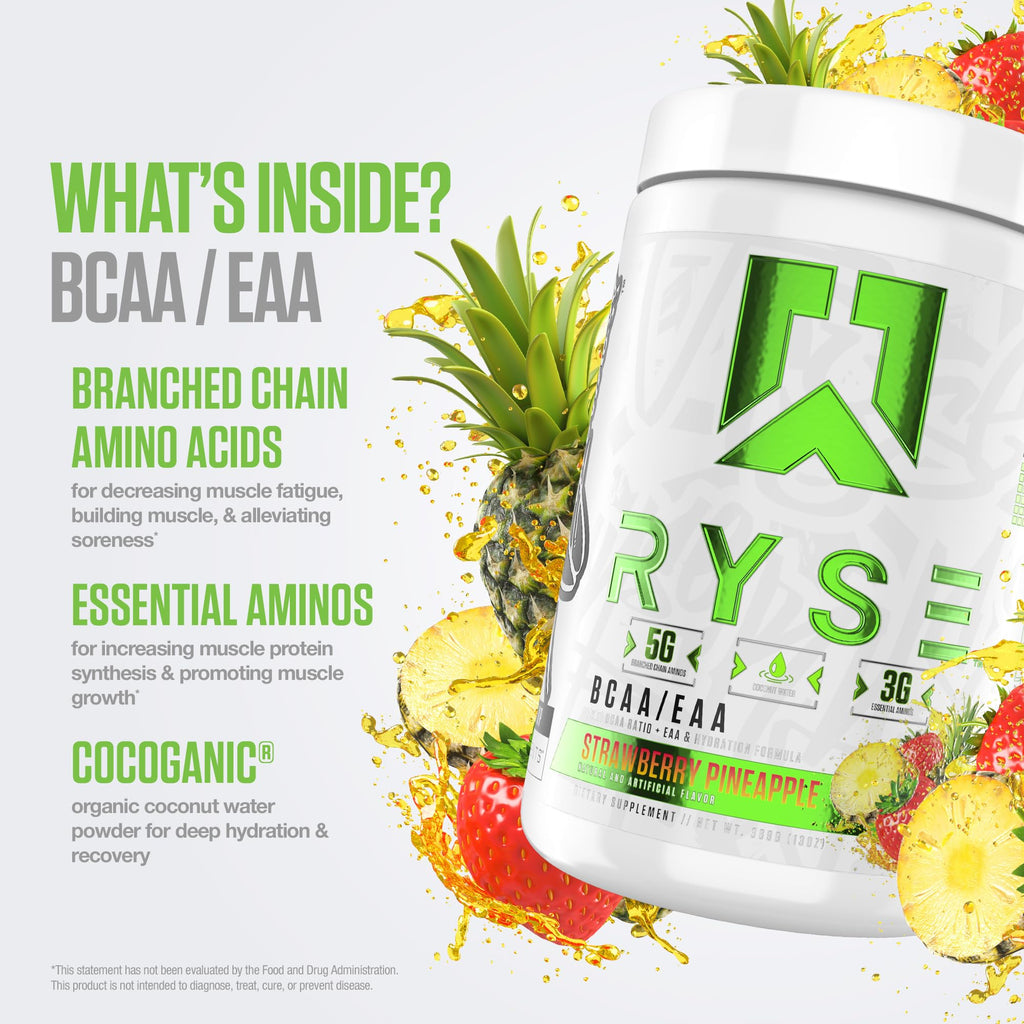 RYSE BCAA EAA Powder – Strawberry Pineapple | 30 Servings