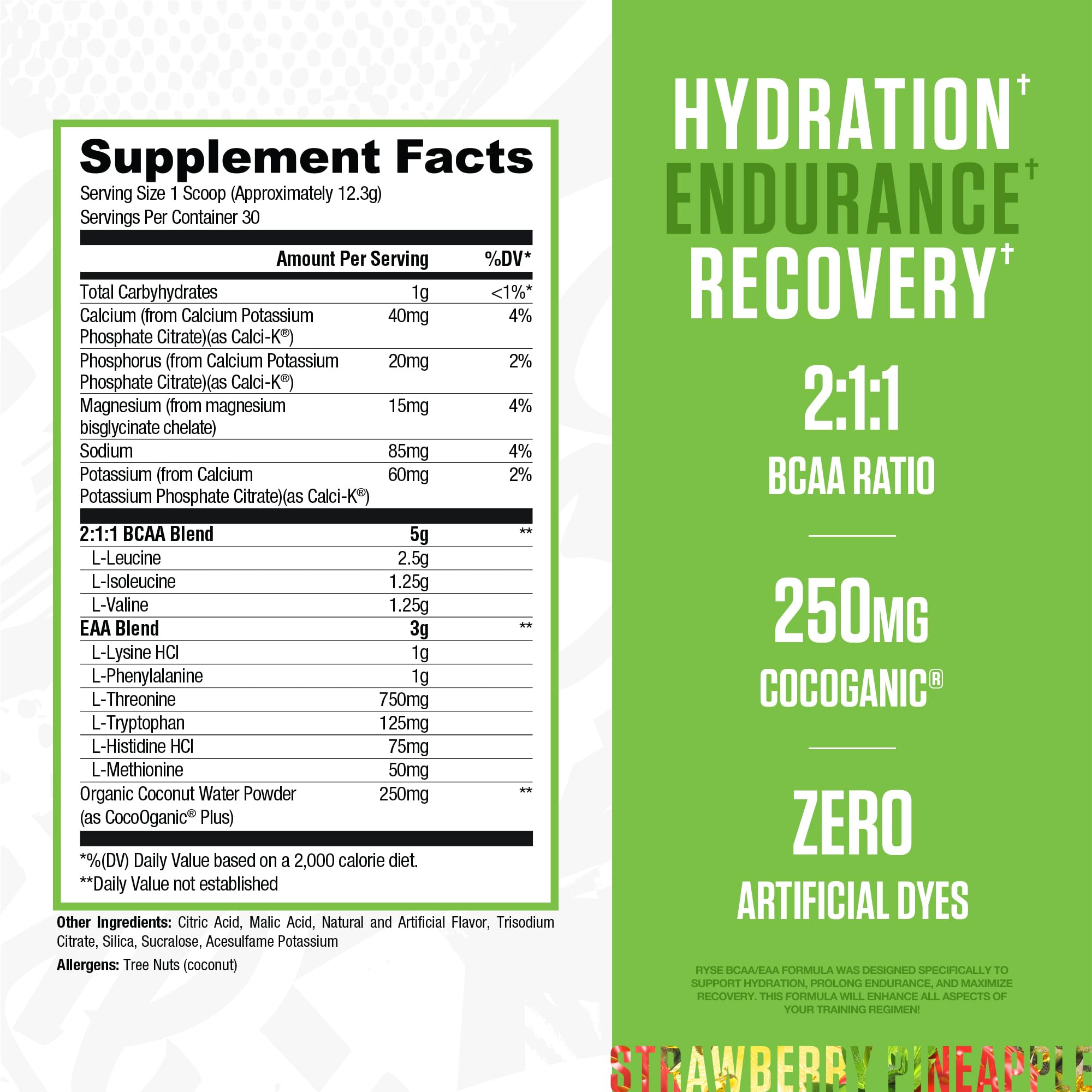 RYSE BCAA EAA Powder – Strawberry Pineapple | 30 Servings